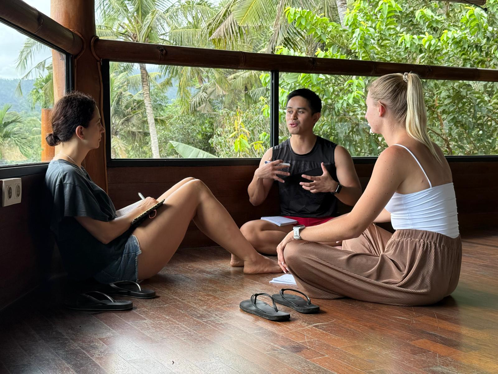 Retreat group sharing circle in Bali